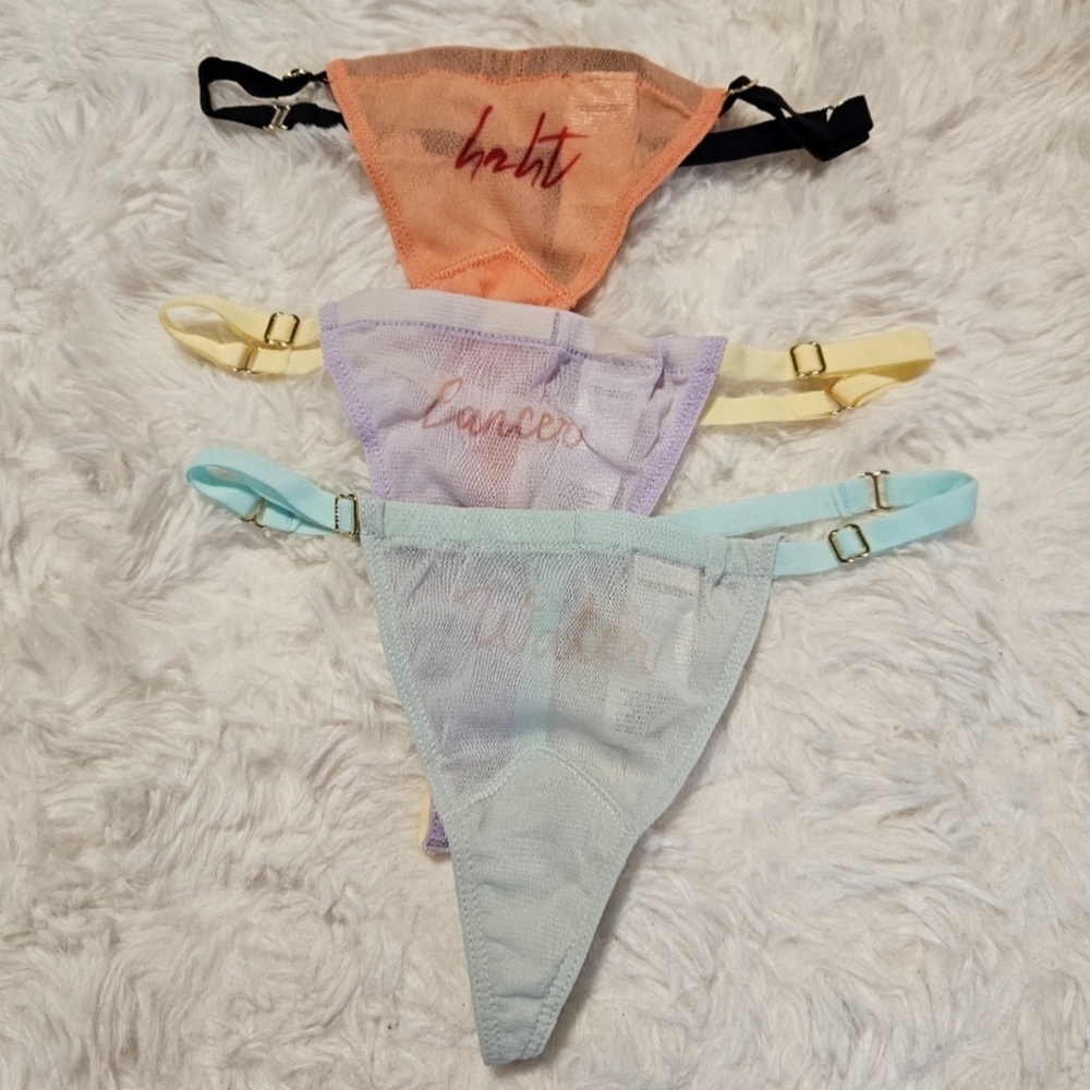 We Are HAH X Free People 3 Pack Panties - Cancer Thong Pack Adjustable OS - NEW